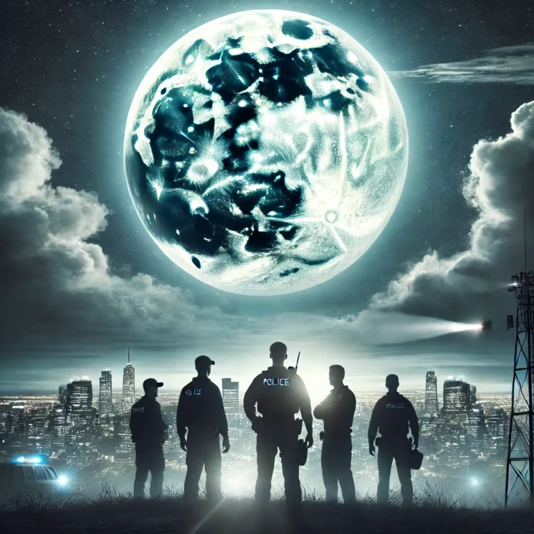 DALL·E 2024-10-28 11.11.24 - A featured image for an article about the full moon’s influence on human behavior, especially for first responders. The image should show a large, bri