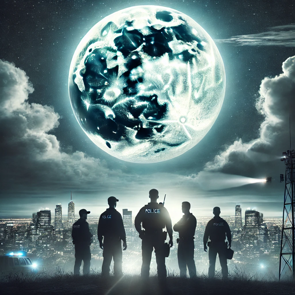 DALL·E 2024-10-28 11.11.24 - A featured image for an article about the full moon’s influence on human behavior, especially for first responders. The image should show a large, bri